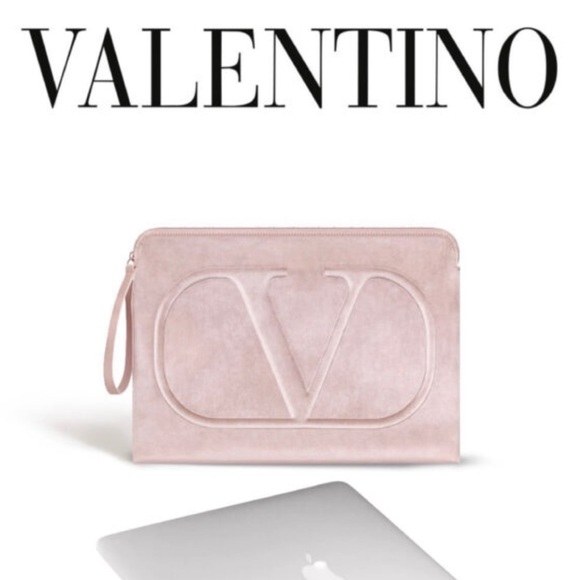 Valentino Handbags - Valentino Beauty Blush Nude Logo Clutch / Laptop Pouch
